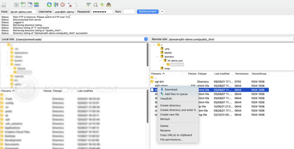 how to download files using filezilla