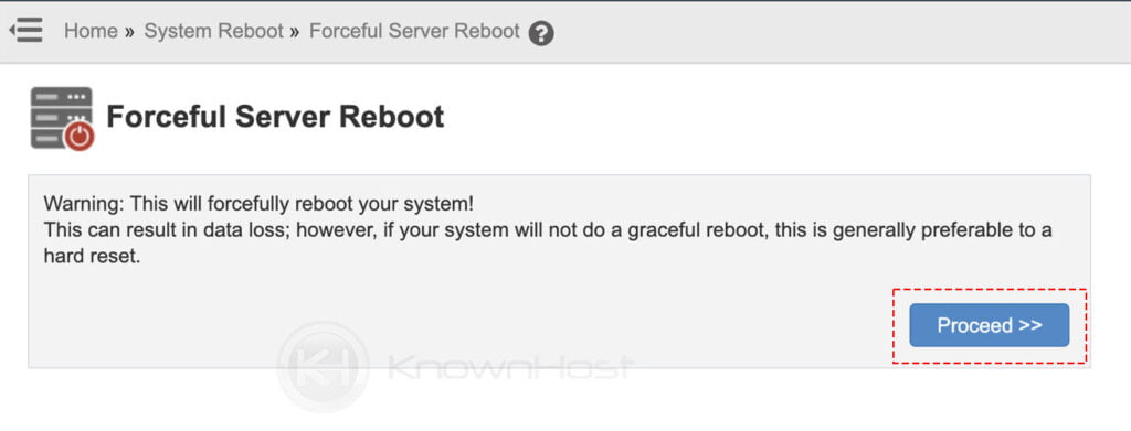 forcefully cpanel server reboots