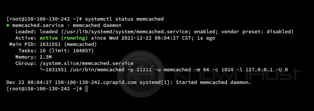 systemctl memcached status