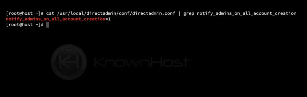 verify the email notification 1 directadmin
