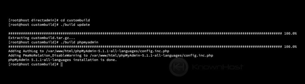 build custom phpmyadmin directadmin