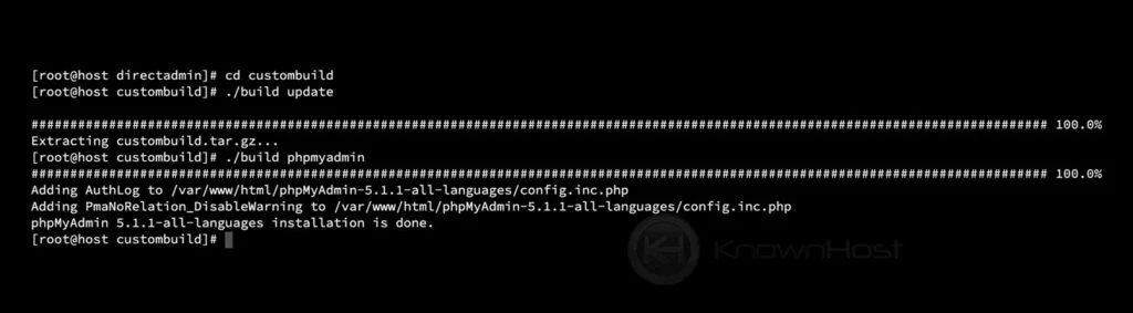 build custom phpmyadmin directadmin