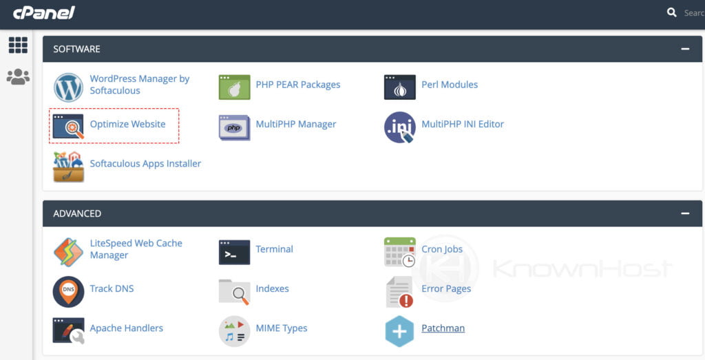 navigate to enable gzip optimize website cpanel