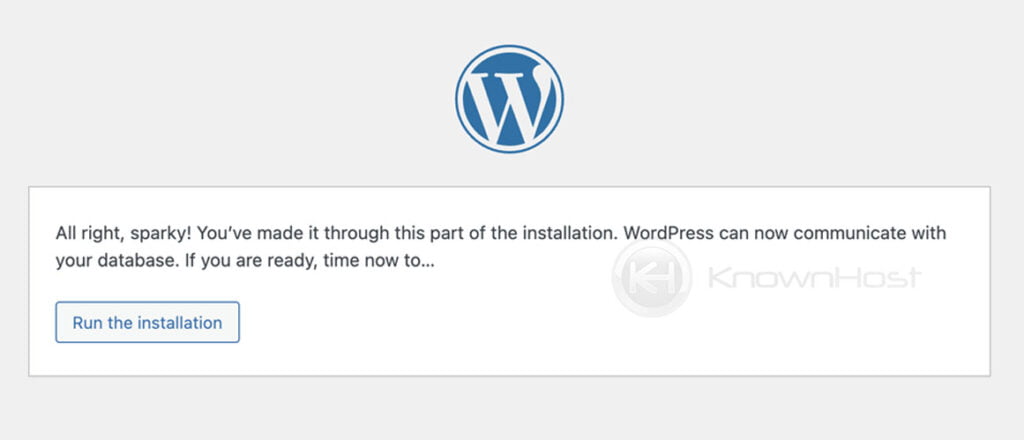 post database step wordpress installation