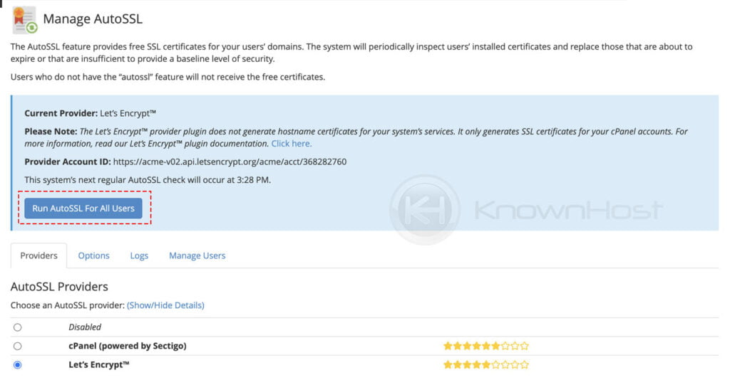 run auto ssl for all cpanel