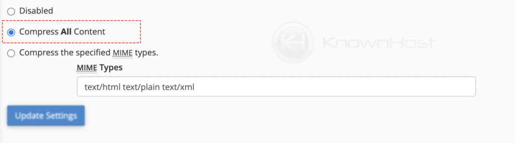 select the gzip compression option cpanel