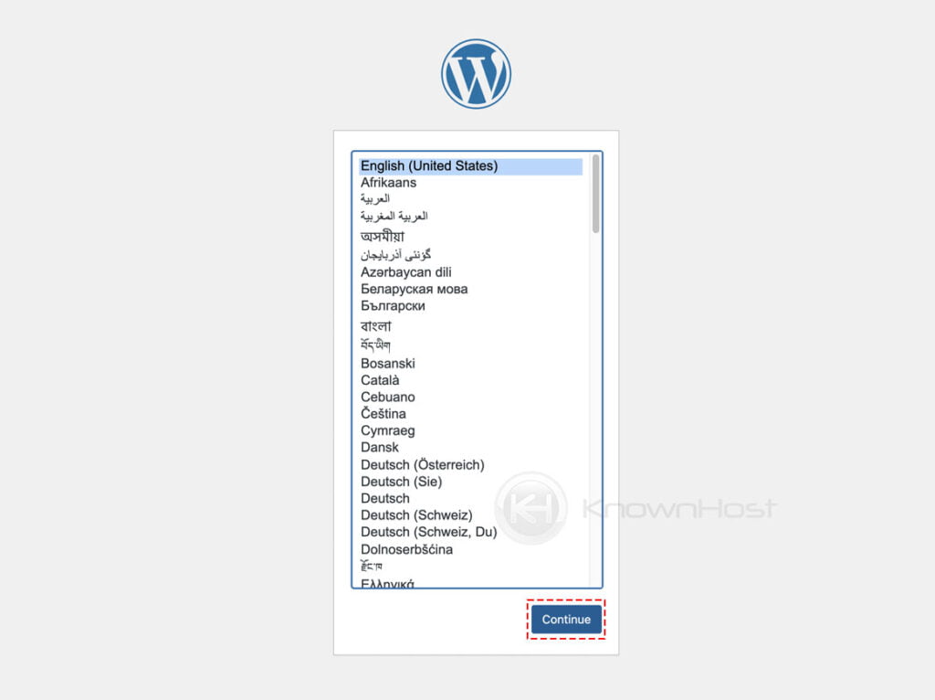 select wordpress lang