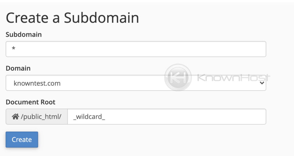 wildcard subdomain cpanel