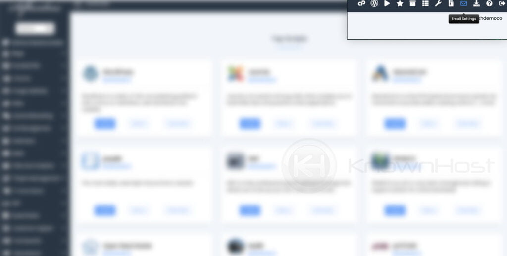 navigate to softaculous email setting