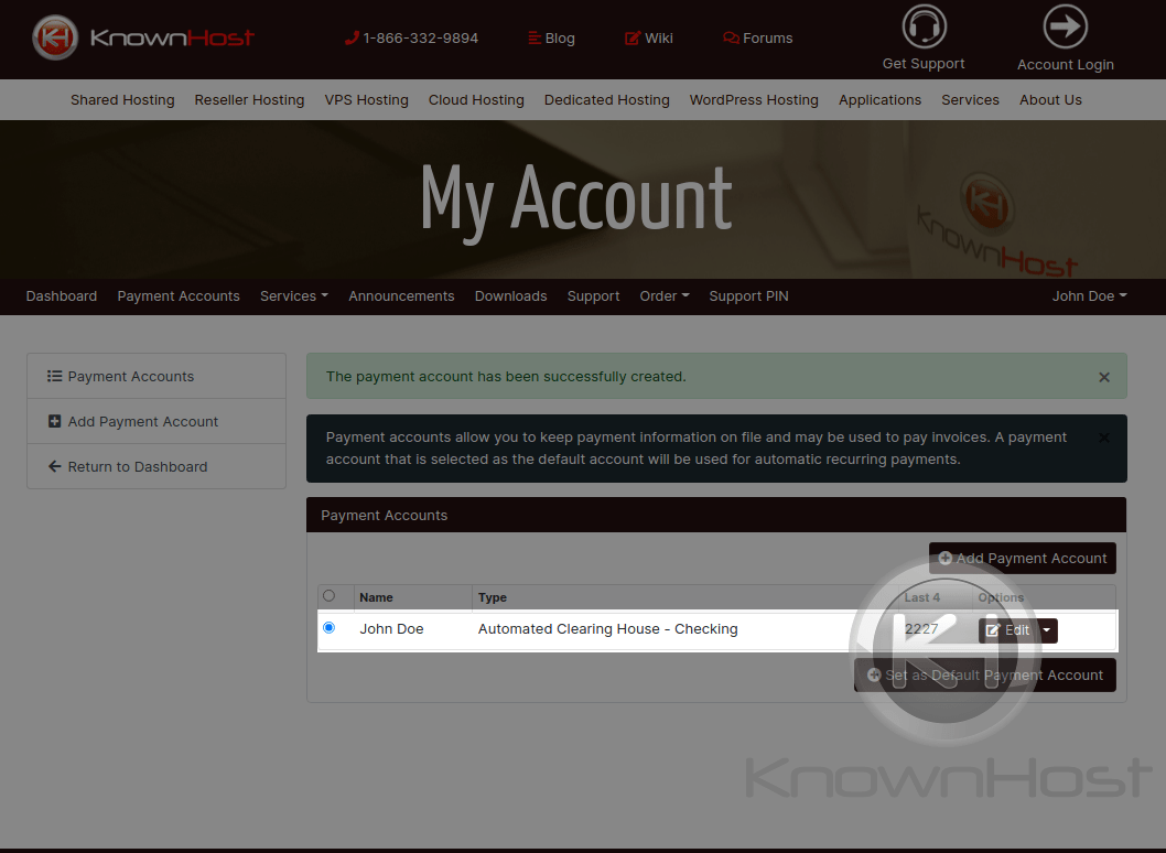 payment ach edit