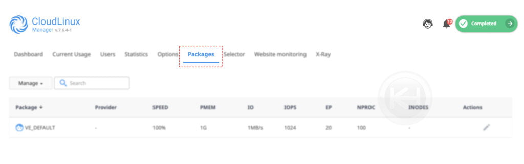 navigate to packages under cloudlinux