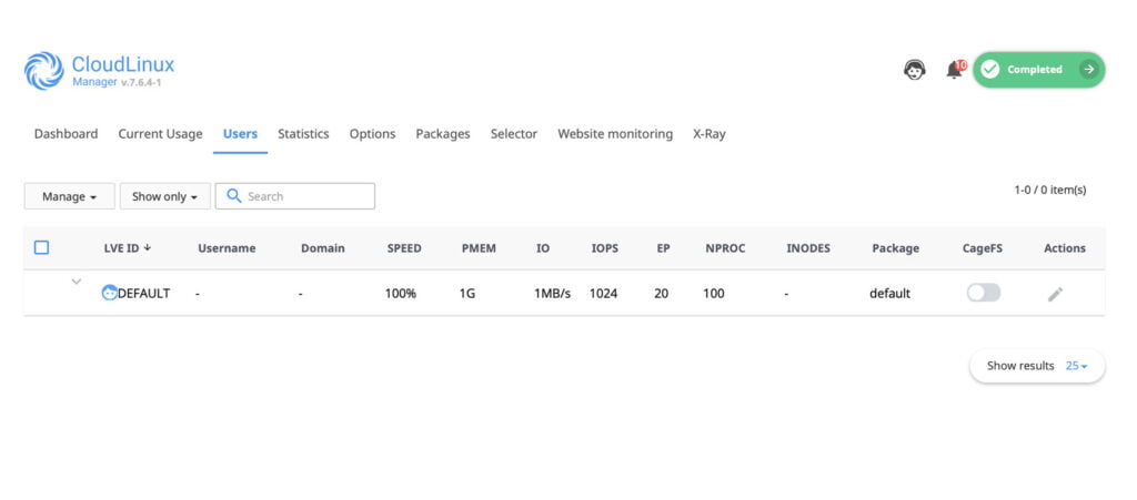 users interface cloudlinux