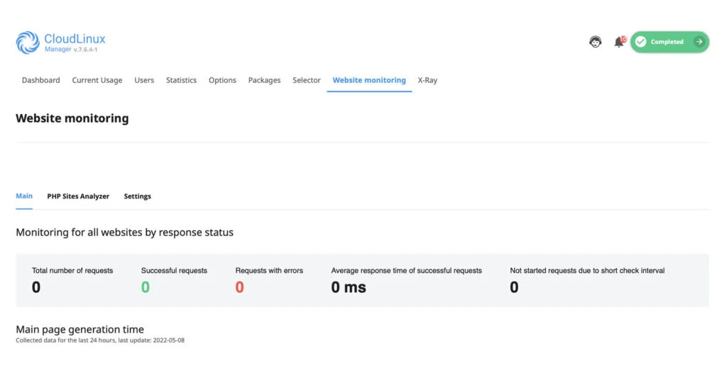 website monitoring inteface cloudlinux