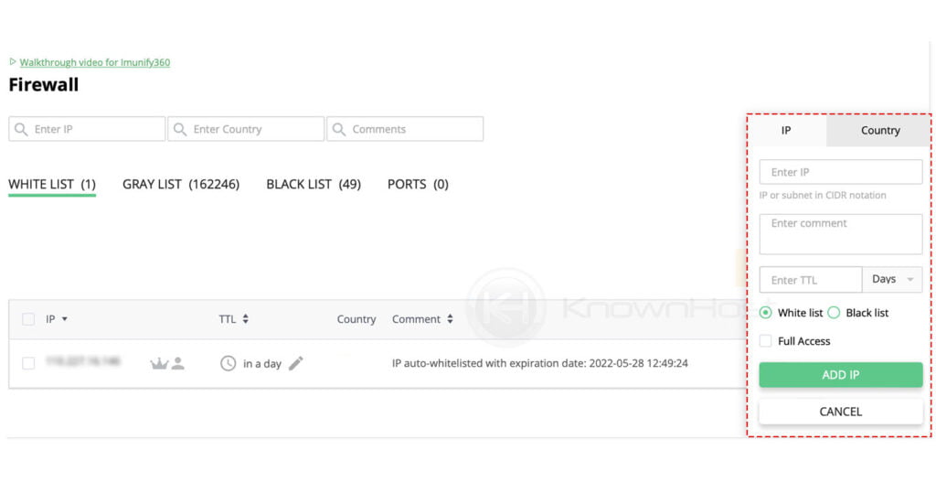 enter ip details to whitelist