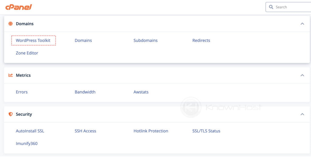 navigate to domains and then wordpress toolkit cpanel