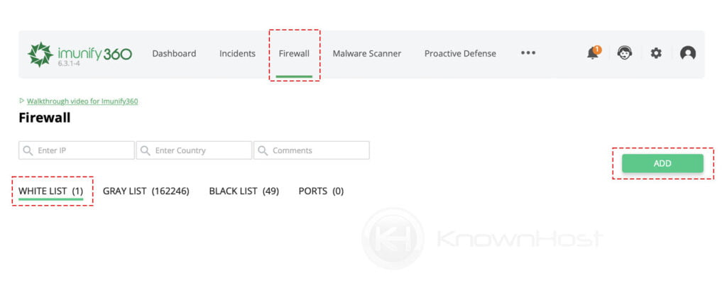 navigate to firewall and whitelist click on add