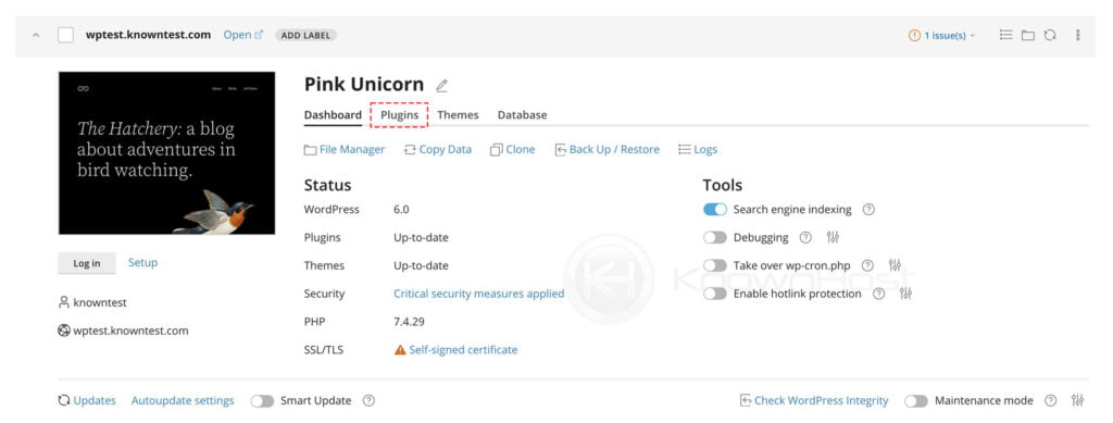 navigate to plugins wordpress toolkit cpanel
