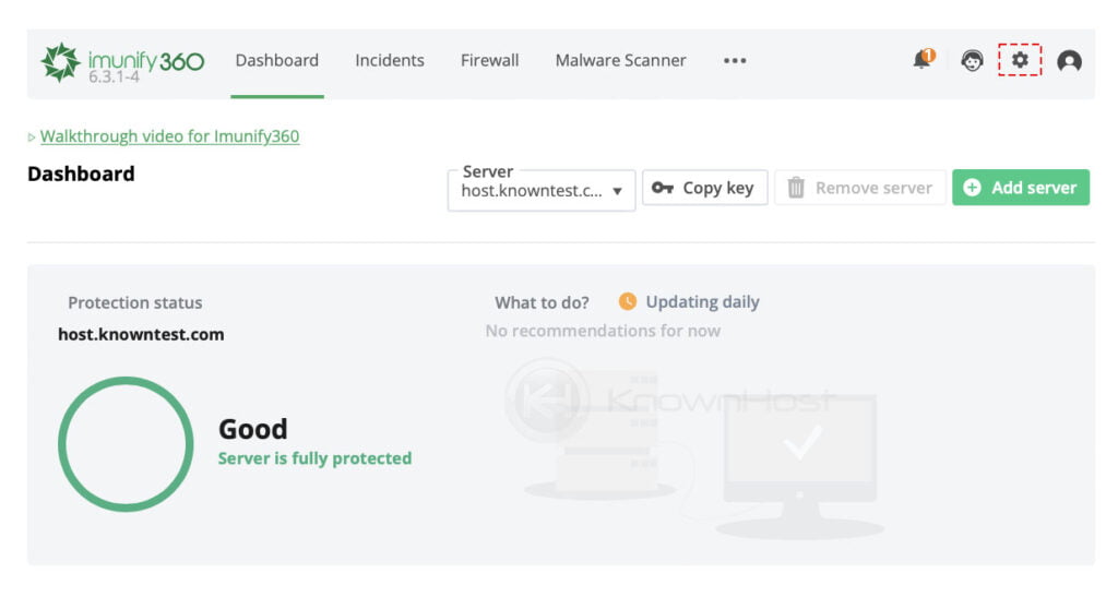 navigate to settings imunify360