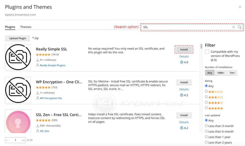 search and install the wordpress plugin using cpanel toolkit