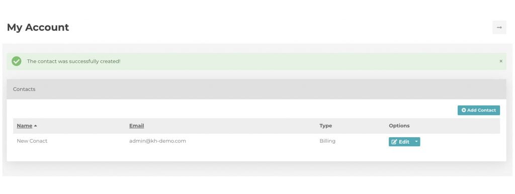 contact added successfully