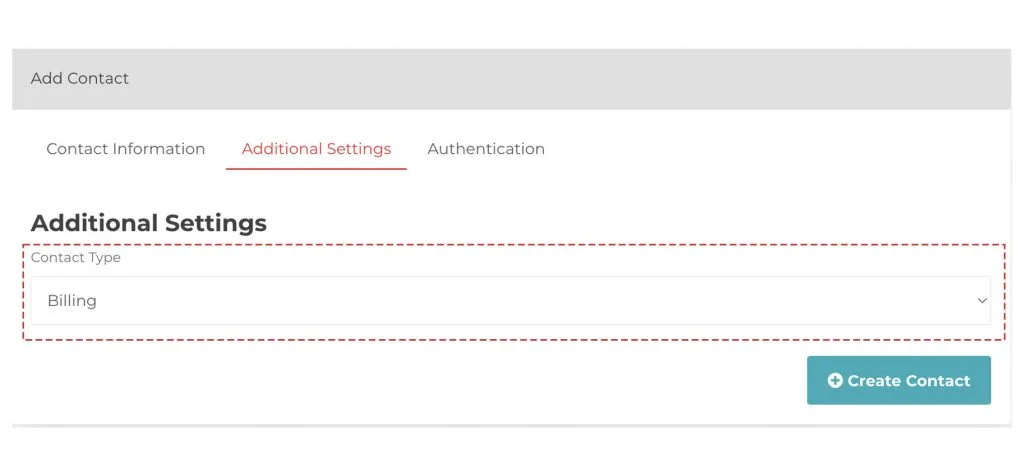 contact type additional setting