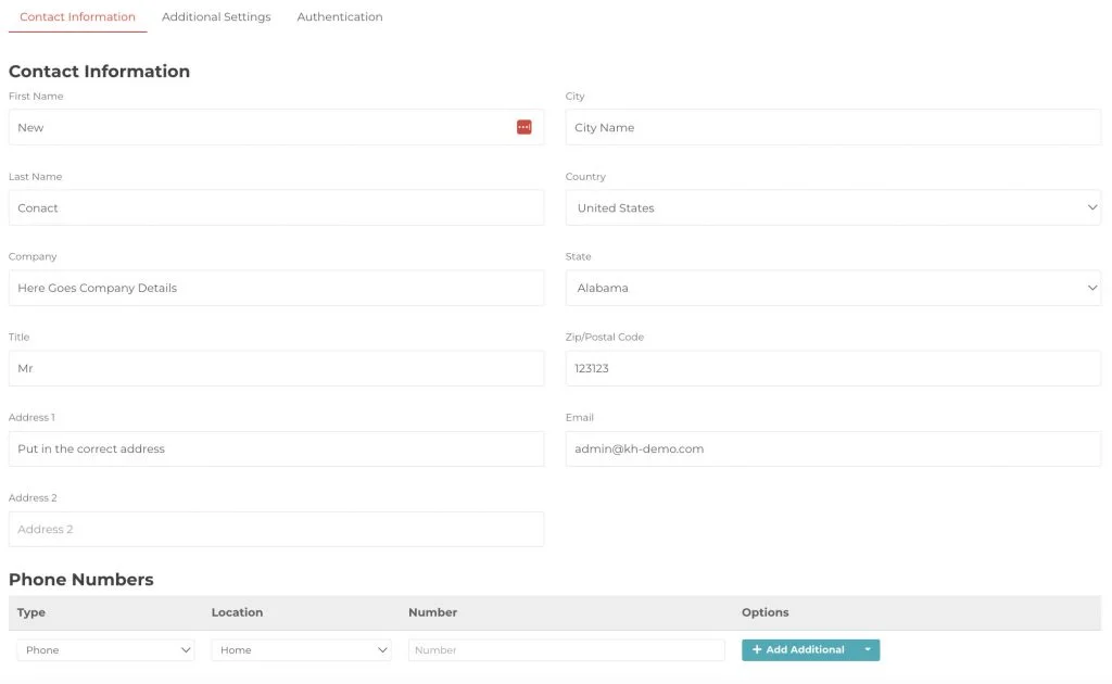 edit contact information as per the requirements