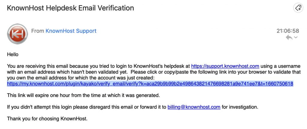 email verification mail copy support portal