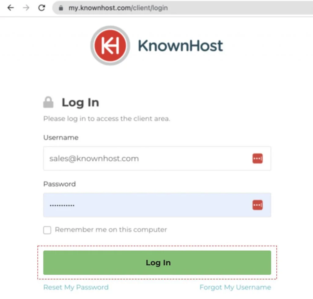 how to login into my knownhost com