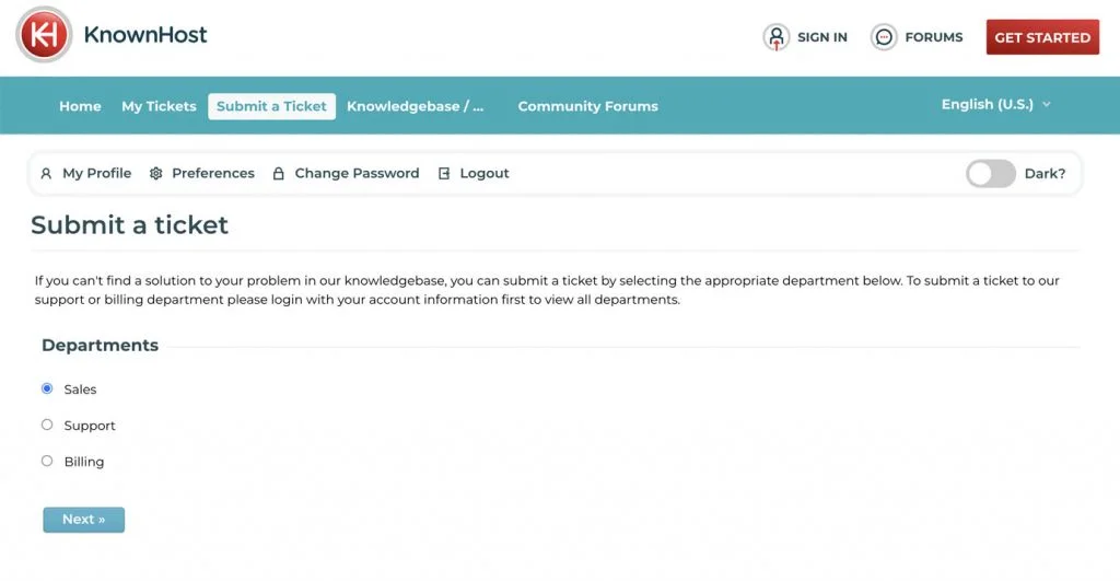 how to register on support portal knownhost