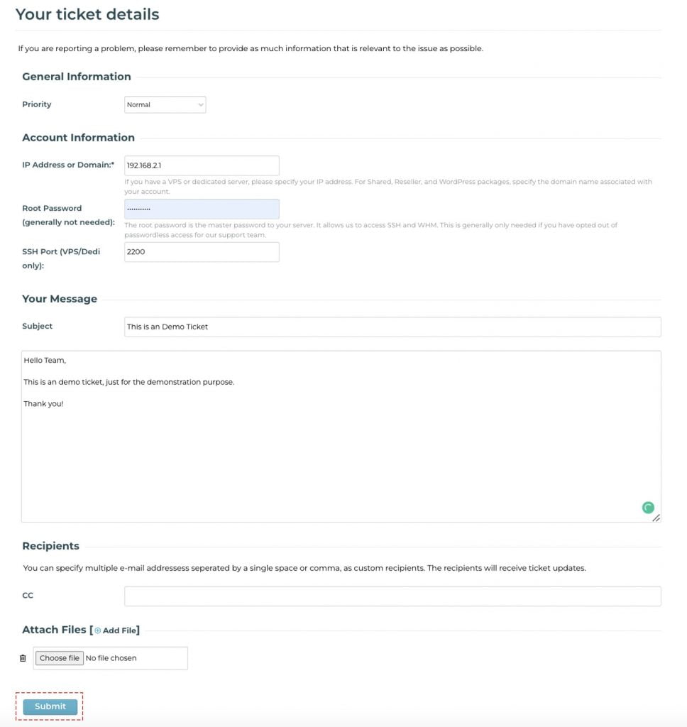 how to submit ticket in knownhost support portal