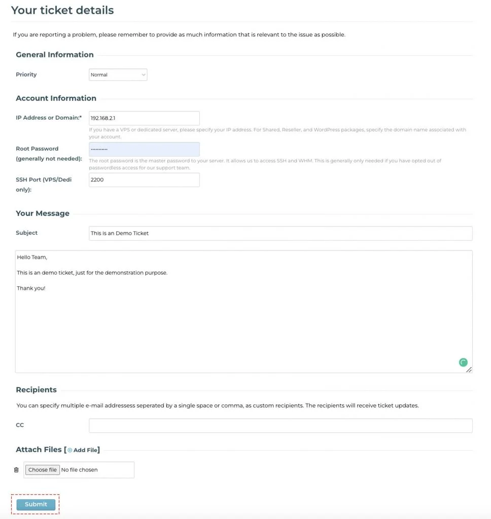how to submit ticket in knownhost support portal