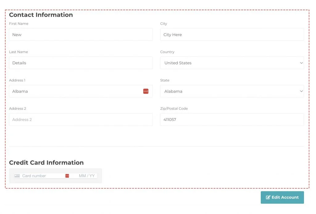make the required changes in payment account
