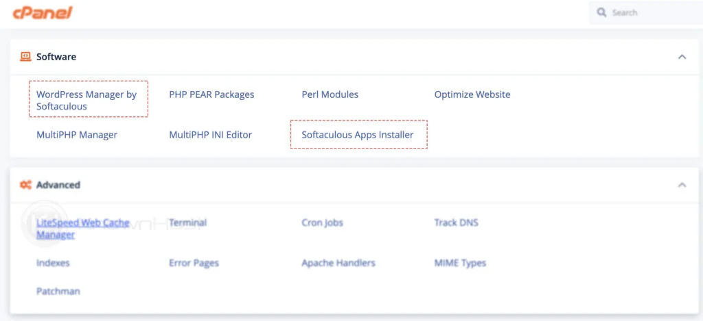 navigate to softaculous or wordpress manager