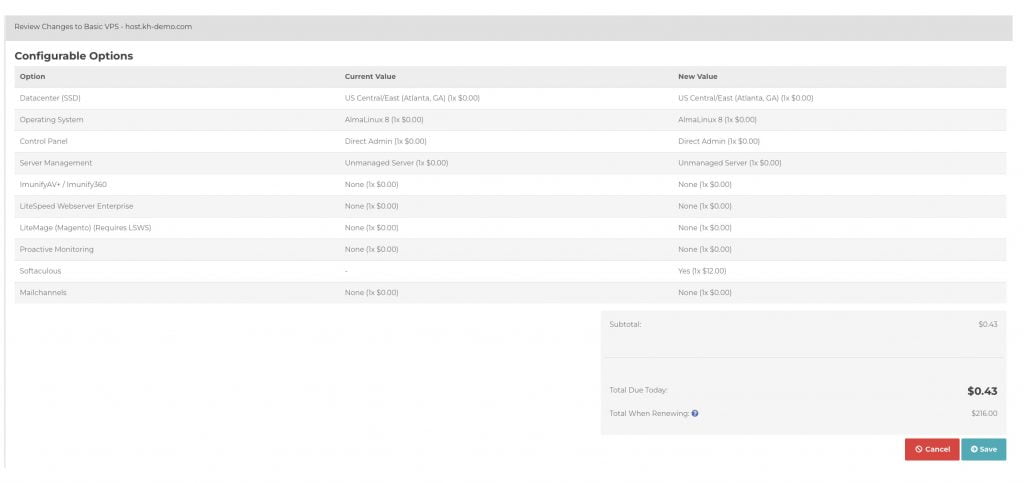 process the payment for the add-remove feature