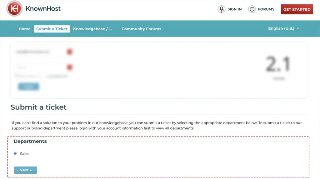 sales department submit ticket only