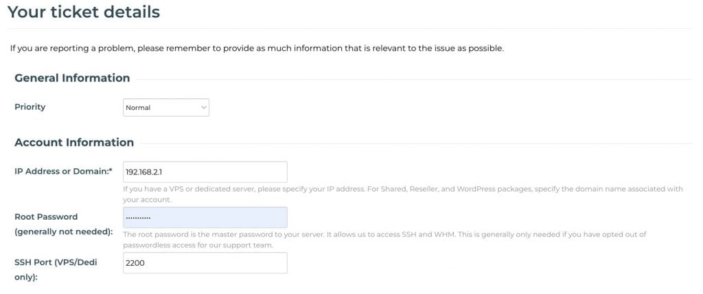 ticket details priority and logins