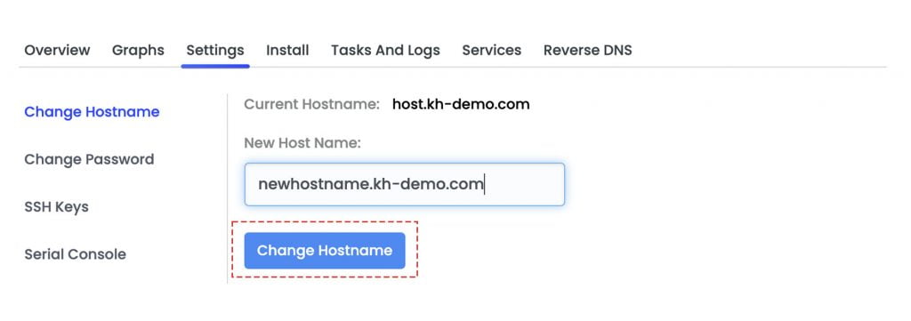 how to change hostname for your vps