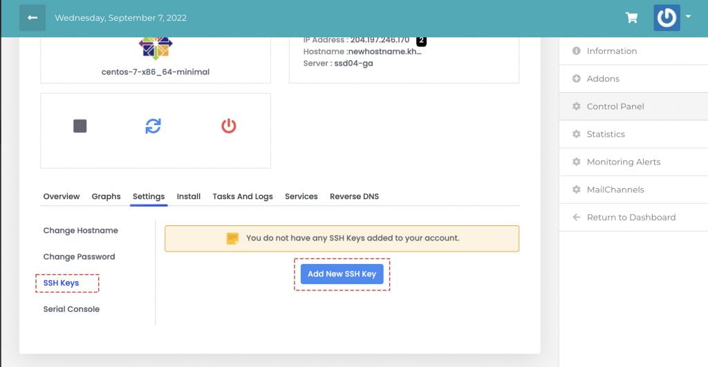 navigate to ssh keys and add new ssh key
