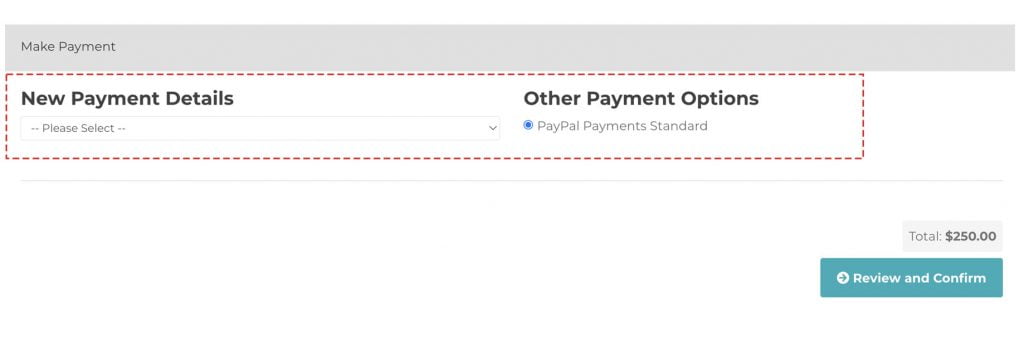 select payment method to add credit