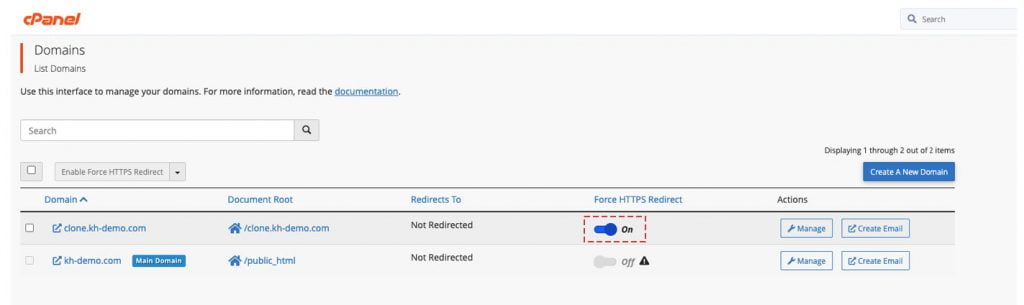 toggle the httpd force redirect