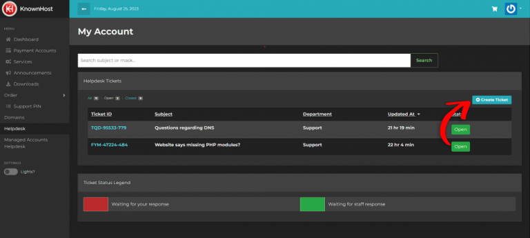 How to Submit a Support Ticket | KnownHost